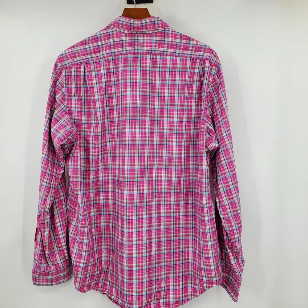 Polo Ralph Lauren Mens XL Pink Plaid Cotton Long Sleeve Button Down Shirt Preppy